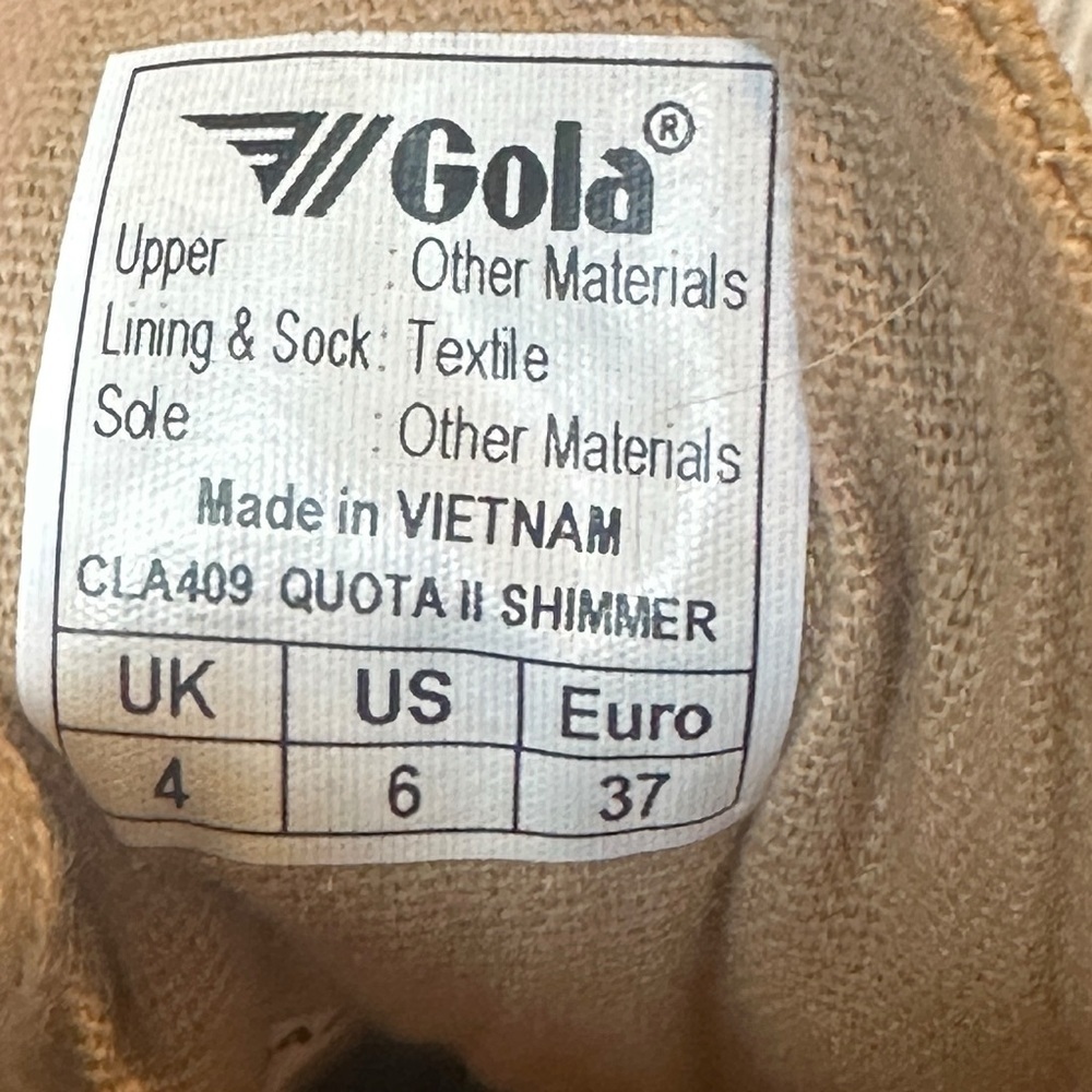 Gola CLA409 Quota II Shimmer Sneakers in Metallic Gold Women’s 6 - Picture 7 of 8